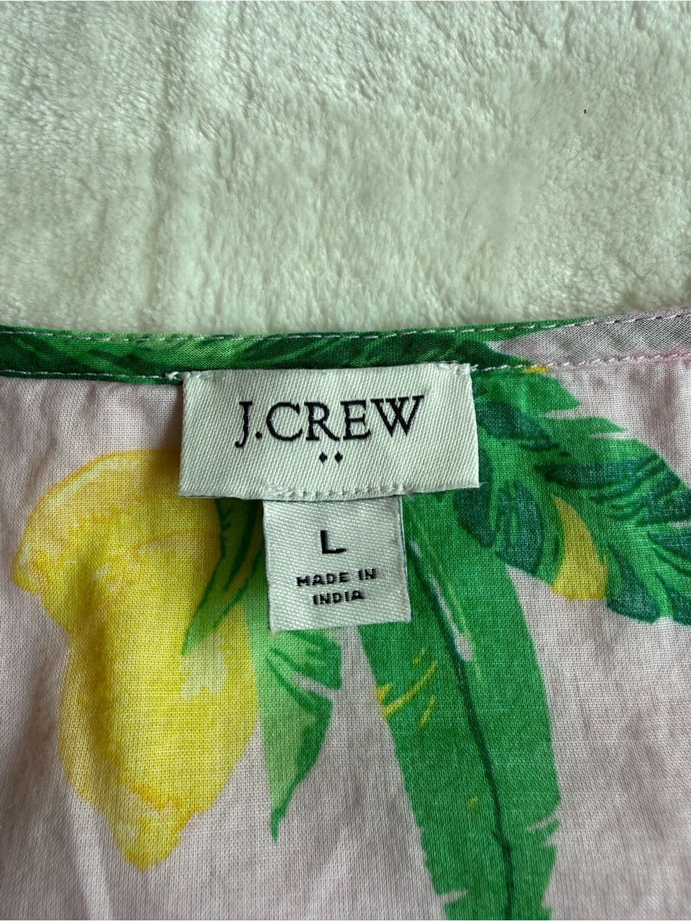 J. Crew Pink Lemon-Print Cover-up with Green Leaf Accents - Picture 7 of 8